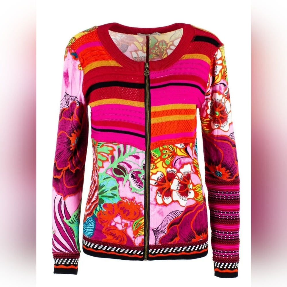 Desigual TOKIO Knitwear Jacket In Fuchsia. Size: Small.